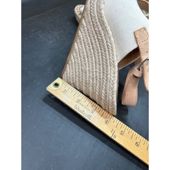 NWOB Toms Womens Espadrille Wedge Sandals Beige Canvas Size 7.5 - Picture 7 of 8